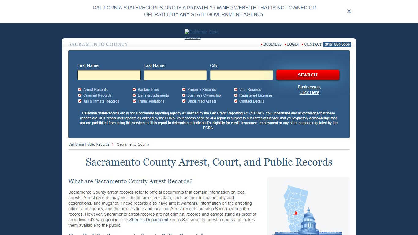 Sacramento County Arrest, Court, and Public Records